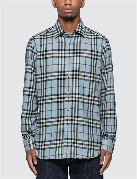 mens blue burberry check shirt|burberry checkered shirt.